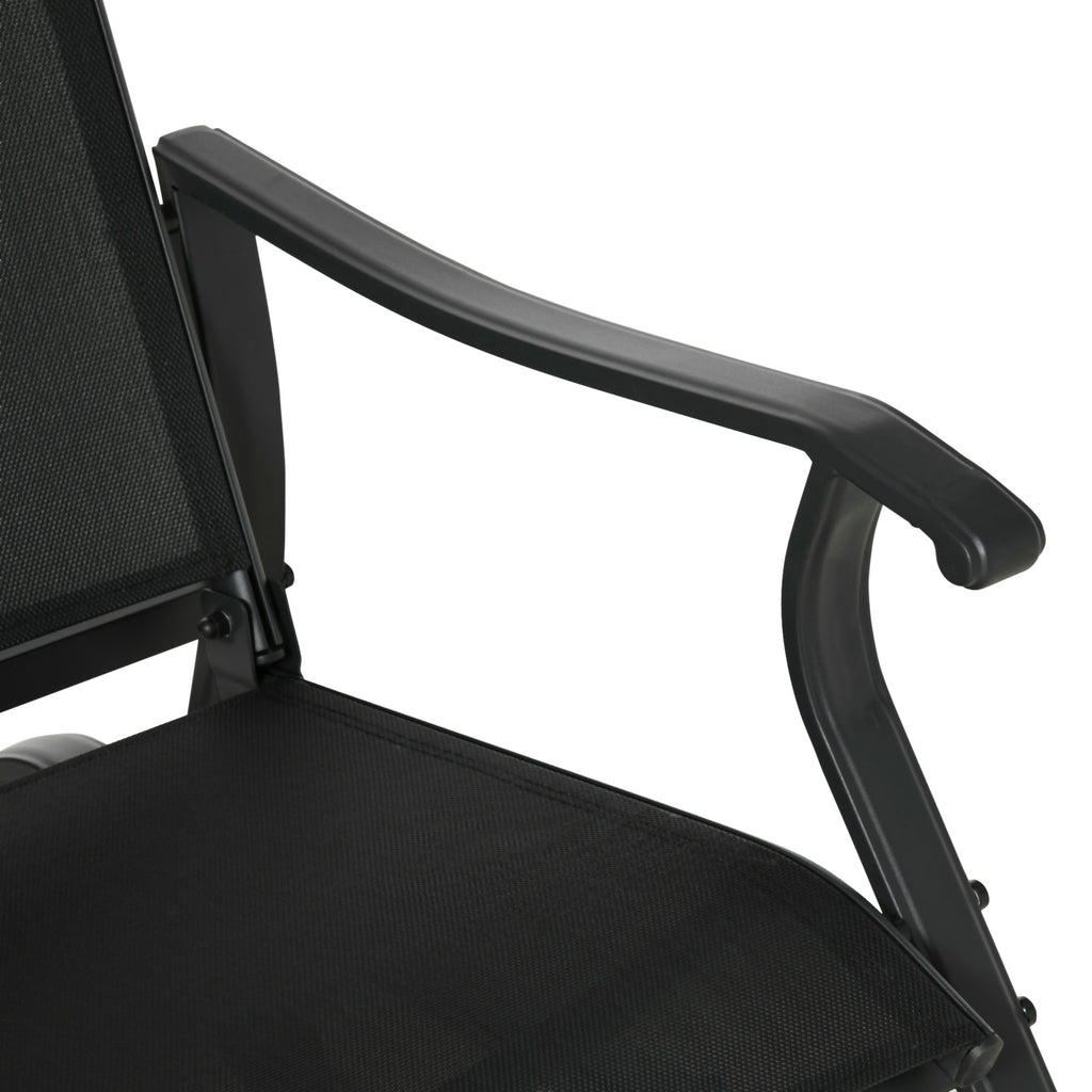 4 Pieces Gliders Set, Outdoor Furniture Sets with 2-Person Glider Patio Bench, Single Sling Chair and Glass Coffee Table for Backyard, Lawn and Garden, Black